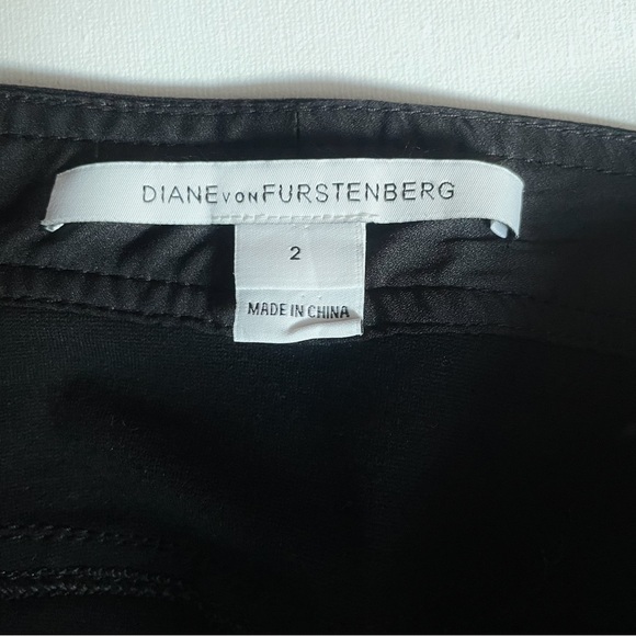 DVF Diane von Furstenberg Black Slim Pants Size 2 | Viscose Stretch Trousers - Picture 7 of 9